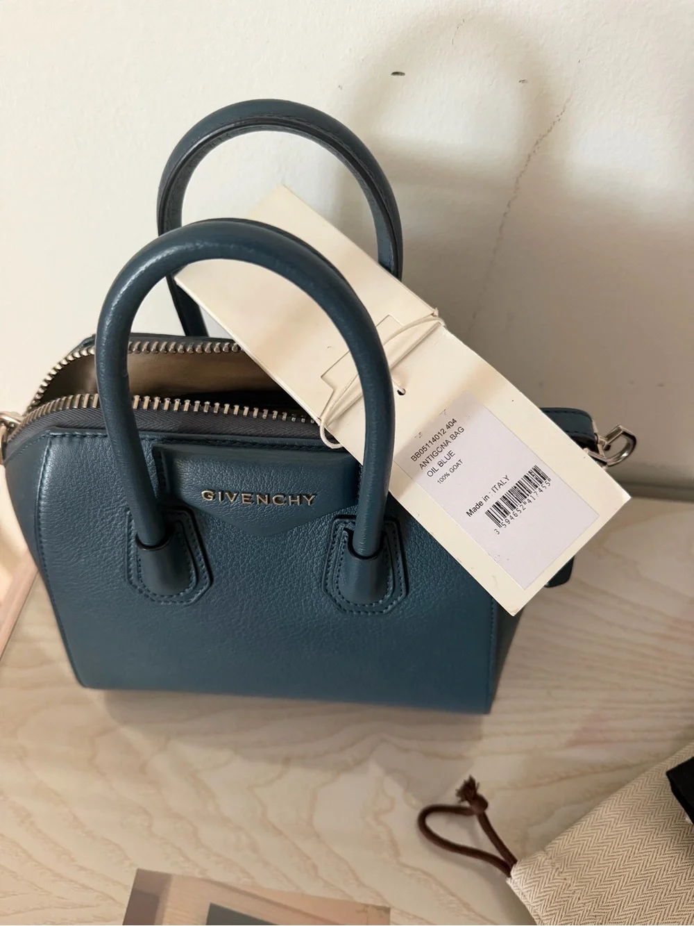 Givenchy Teal Blue Leather Mini Satchel